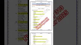 NIOS Chemistry 313 October 2025 New Paper For 12th | Real Question Paper In English