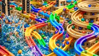 Marble Run Race ASMR – Smooth Sound Rollercoaster with Dual Electric Elevators & Ferris Wheel