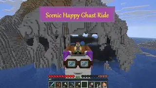 Happy Ghast gentle and relaxing (mostly) ride / flight. Exploring the land in Survival Minecraft