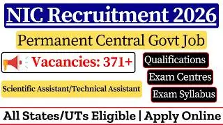 ✅ NIC STA Recruitment 2026 | Scientific Assistant Vacancy 2026 | Technical Assistant Vacancy 2026