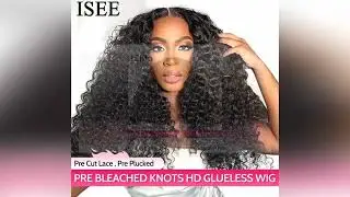 Wear Go Wig ISEE HAIR PreBleached Knots Kinky Curly HD Lace Glueless Human Wigs Ready To Go Pre Cut