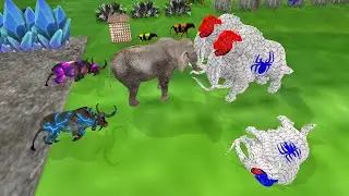 3 white mammoths vs buffalo & african elephant fight saves cow by white mammoth elephant epic battle
