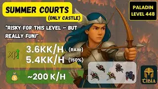 TIBIA: SUMMER COURTS / FIRE ELVES (3.6KK/H RAW) - RP HUNT SOLO 440+