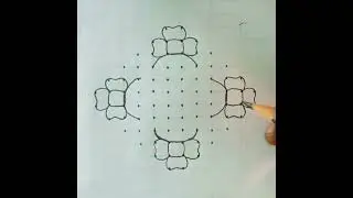 12*2*2 straight dots 🌼 kollam #indian rangoli#pulli kolam #muggulu #flowers muggulu with dots small
