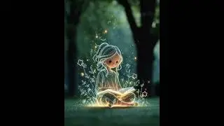 A child sits in a forest, glowing with magic while reading a book. #readingadventure