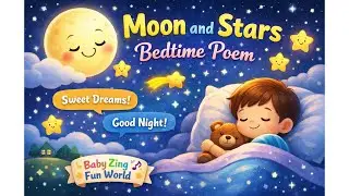 Moon and Stars Bedtime Poem 🌙✨ | Sweet Lullaby for Kids | Baby Zing Fun World