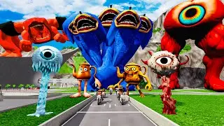 ALL MONSTERS Big & Small Cars with SONIC EATER & NEW TRAIN EATER & CAR EATER | BeamNG.Drive