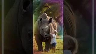 Child playing with unicorn #childandlion #animals #heartwarmingbond
