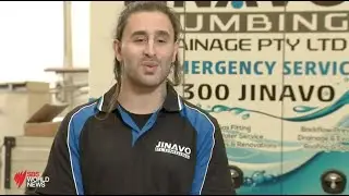 Miles Primrose, Trades Business Coach, Client, Emmanuel Amor Al-Jinavo being interviewed on SBS