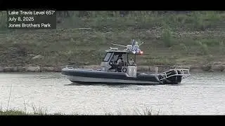 Downstream of Big Sandy Creek Flood, Jones Brothers Park, Lake Travis Level 657', July 8, 2025,