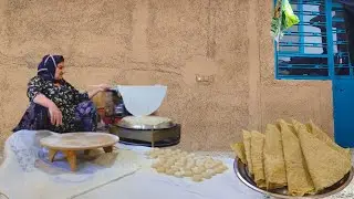 Crispy Sesame Bread in Fire and  Rainy weather🔥🌧️:Traditional Iranian Village Bread