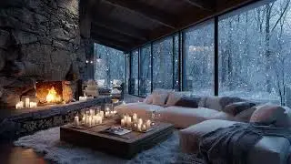 🤍❄️White Piano Evening Ambience | Snow Outside & Fire Crackling for Peaceful Sleep
