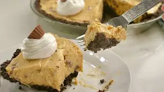 CHOCOLATE PEANUT BUTTER PIE: Easy No Bake Recipe for Delicious Peanut Butter Pie w/Oreo Cookie Crust
