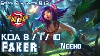 SKT T1 Faker NEEKO vs AZIR Mid - Patch 9.13 KR Ranked
