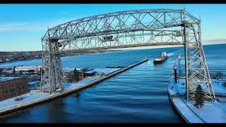Sky High: American Mariner under the Duluth Aerial Lift Bridge [4K]