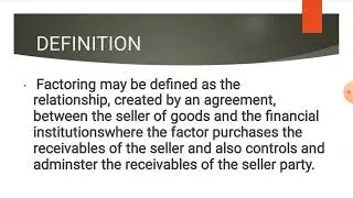 FACTORING- DEFINITION