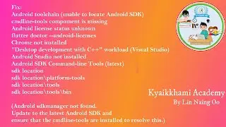 Solutions for Flutter after installing  Git, VS code, Flutter, Android Studio, , Visual Studio