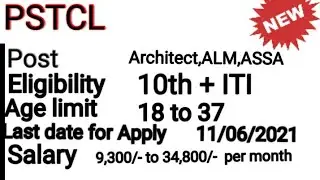 PSTCL Recruitment Notification Post Architect ALM ASSA