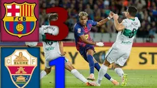 Barcelona -3 vs Elche -1 only goals highlights, Laliga match 