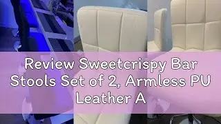 Review Sweetcrispy Bar Stools Set of 2, Armless PU Leather Adjustable Swivel Barstools, Hydraulic Ki