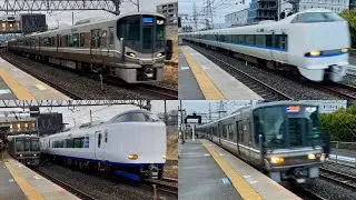 【朝ラッシュは快速も通過！次から次へと電車がやってくるJR京都線桂川駅電車集！】新快速やサンダーバード・らくラクはりま・はるか・貨物列車も！