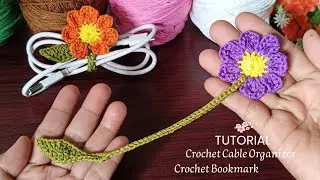 Very beautiful 😍 Crochet cable organizer 🌼 Crochet flower bookmarks‼️Crochet Tutorial for Beginners