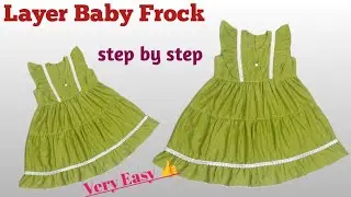 Layer Baby Frock Cutting and Stitching || Step By Step and Very Easy 4-5 Years 