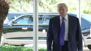 Donald Trump talks about ICE and Iran deal to reporters at Mar-A-Lago