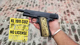 KROWNLAND KL 1911 CO2 BB AIRGUN WITH GOLD GRIPS IN INDIA NO LICENSE NEEDED.