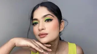 Green eye makeup/high fashion makeup look/affordable products/neon green makeup look