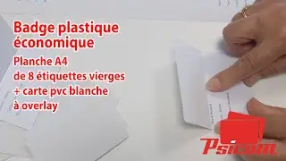 Badge plastique &eacute;conomique : carte et &eacute;tiquette sans impression - PSICOM