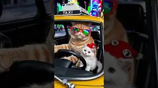 Mama Cat and Kitten&rsquo;s Taxi Ride #mamacat  #catai #cutecat #catlover #catvideos #catshorts #ai #cute