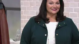 Dennis Basso Luxe Crepe Snap-Front Jacket with Printed Lining on QVC