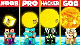 Minecraft Battle: INSIDE SUN PLANET HOUSE BUILD CHALLENGE - NOOB vs PRO vs HACKER vs GOD / Animation