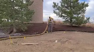 Express Mulching & Soil LLC- Cherry Brown mulch install blower truck