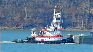 🚢TUGBOAT MR. GOLDIE Pushing a Barge North on the Hudson River🚢