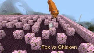 Watch the fox 🦊 jump and hunt the chicken 🐓 / Minecraft Cherry Blossom