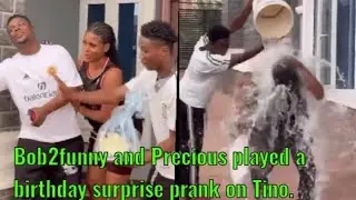 Bob2funny and Christabel played a birthday surprise prank on Tino. At the end he was excited.
