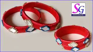 silk thread bangles with mirror work / fancy bangles