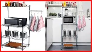 Great product -  Mind Reader 3 Tier Microwave Shelf Counter Unit with Hooks, Silver