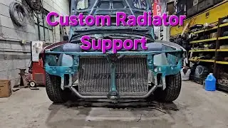 Subaru drift car new rad support and engine bay prep