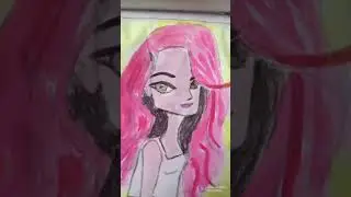 pink hair girl painting#youtubeshorts #pink hair lady#pape doll