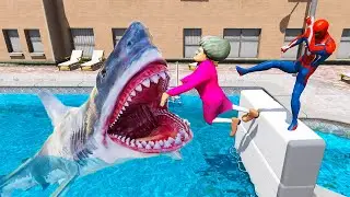 Scary Teacher 3d - Spiderman Revenge Mode - Shark Pool Adventure  - Game Animation