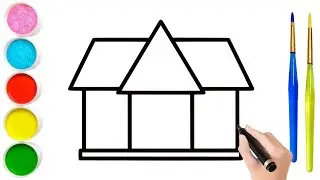 Easy House Drawing for Kids | Step by Step Simple Cartoon House Sketch Tutorial 🏠