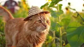 Fluffy Funny Orange Cat with a Straw Hat: A Wholesome Storybook Tale