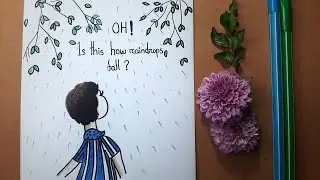 It's raining / Rainy day scenery drawing / Drawing for kids