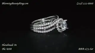 BBR 673-Set Diamond Engagement Ring Set By Blooming Beauty Ring Company