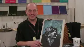 Dog Portrait Painting on Stonehenge Black Aqua Watercolor Paper Pads by Legion