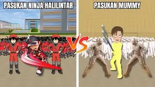 EXPERIMEN YUTA JADI RAJA EMAS 100 MUMMY VS 100 PASUKAN NINJA MERAH HALILINTAR!😱 SAKURA SCHOOL