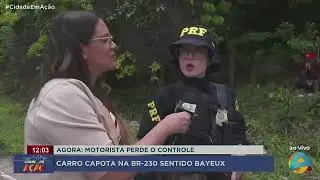 Cidade em A&ccedil;&atilde;o - Carro capota na BR-230 sentido Bayeux
